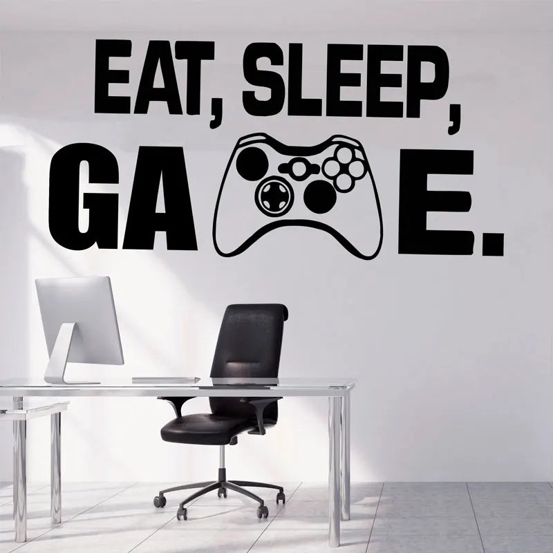 Autocollant mural Gamer gravé en vinyle – papier peint mural pour la décoration de chambre d'enfants et de garçons, décalcomanies, affiche de jeu PS4 et autocollants pour porte.