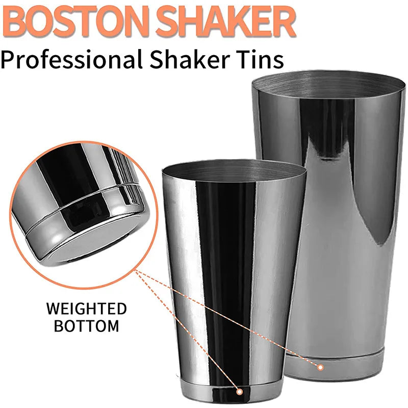 Shaker à cocktail Boston – ensemble de 2 pièces : 18 oz et 25 oz avec fond lesté, shaker professionnel pour barman.