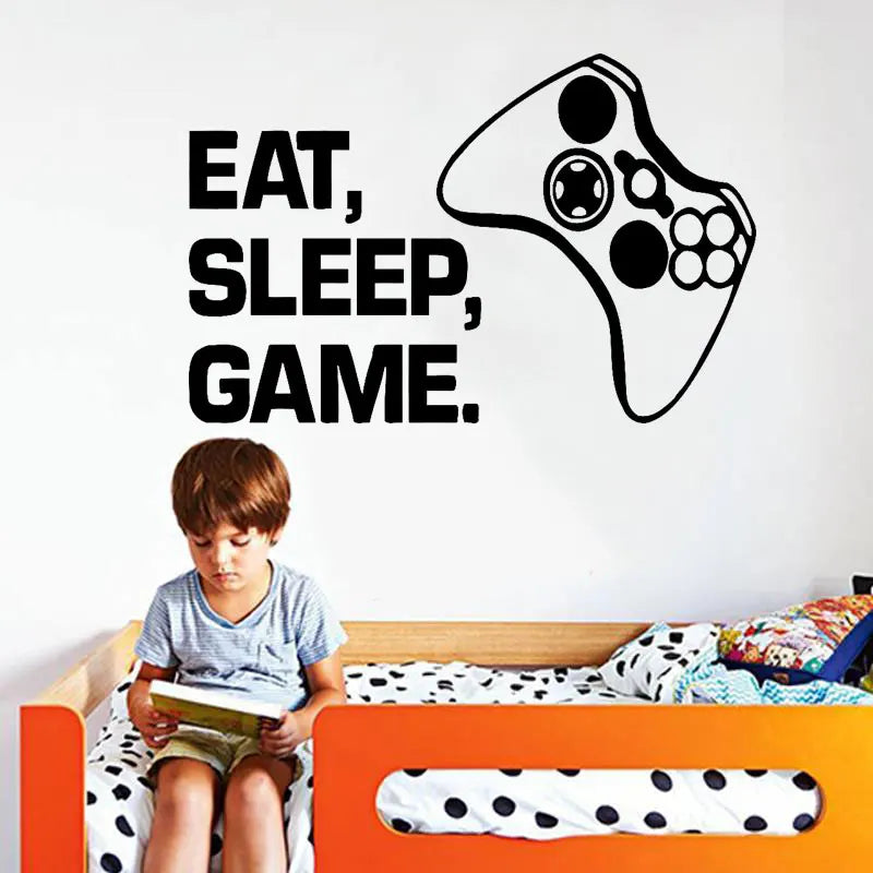 Autocollant mural Gamer gravé en vinyle – papier peint mural pour la décoration de chambre d'enfants et de garçons, décalcomanies, affiche de jeu PS4 et autocollants pour porte.