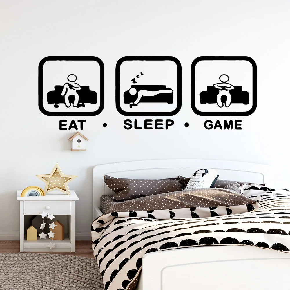 Autocollant mural Gamer gravé en vinyle – papier peint mural pour la décoration de chambre d'enfants et de garçons, décalcomanies, affiche de jeu PS4 et autocollants pour porte.