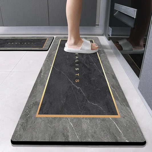 Tapis de cuisine en cuir effet marbre, résistant à l'huile – imperméable, antidérapant, en PVC, lavable et essuyable, idéal pour la maison et le balcon.