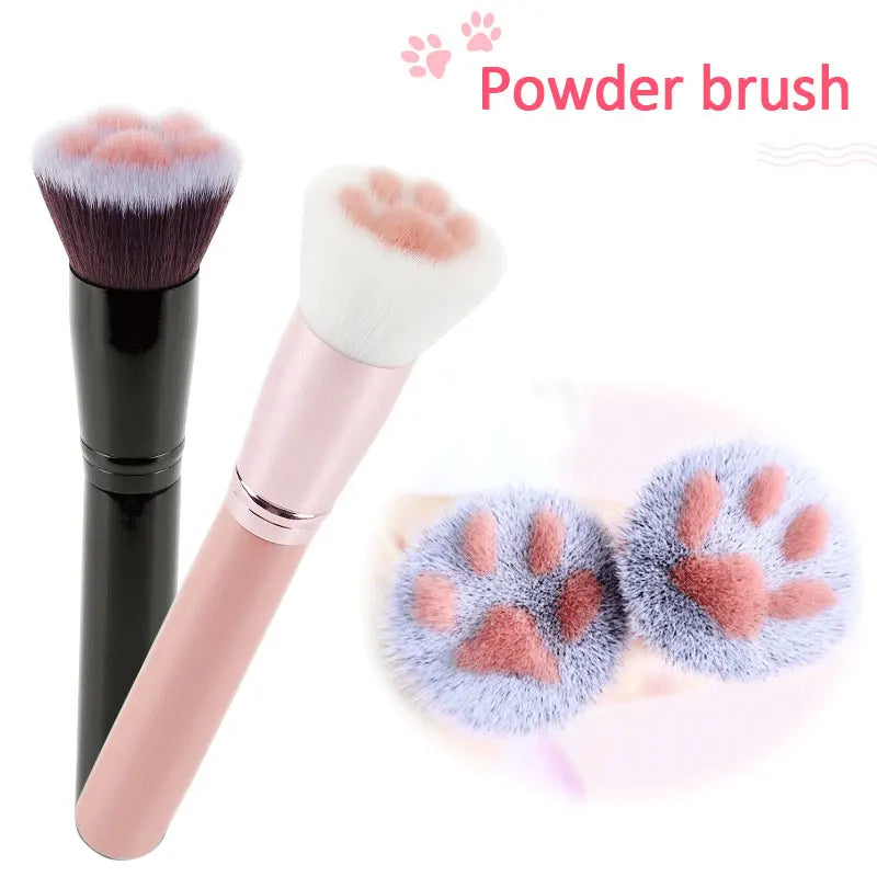 Pinceaux de maquillage en forme de patte de chat – pinceau mignon pour poudre, fond de teint, blush, fard à paupières et correcteur, outil de beauté.