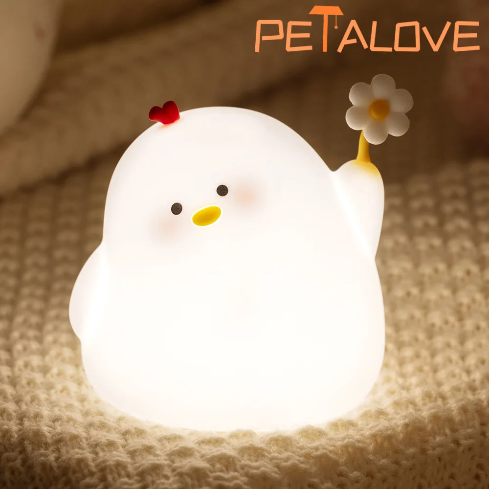 Veilleuse Canard Mignon - Compagnon de Sommeil Grande Oie Tactile - Lampe de Table USB Rechargeable Lampe de Chevet avec Capteur Tactile pour Bébés et Filles