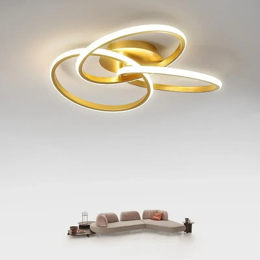 Plafonnier LED moderne en acrylique en forme de trèfle, à intensité variable, en noir, blanc et or – lampe intérieure pour salon, chambre et salle à manger.