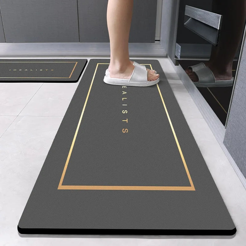 Tapis de cuisine en cuir effet marbre, résistant à l'huile – imperméable, antidérapant, en PVC, lavable et essuyable, idéal pour la maison et le balcon.