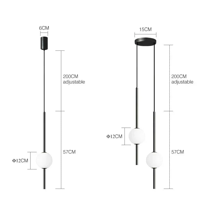 Suspension en boule de verre simple, style nordique – décoration pour salle à manger et chambre, lampe suspendue pour restaurant et bar, éclairage suspendu.