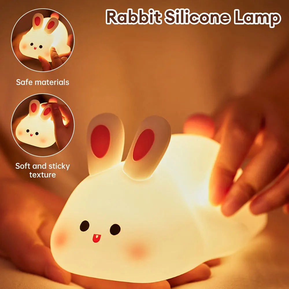 Veilleuse LED Mignonne avec Capteur Tactile - Lampe de Nuit pour Enfants  Veilleuse en Silicone en Forme de Grand Lapin - Cadeau de Noël Idéal - Lampe de Chevet