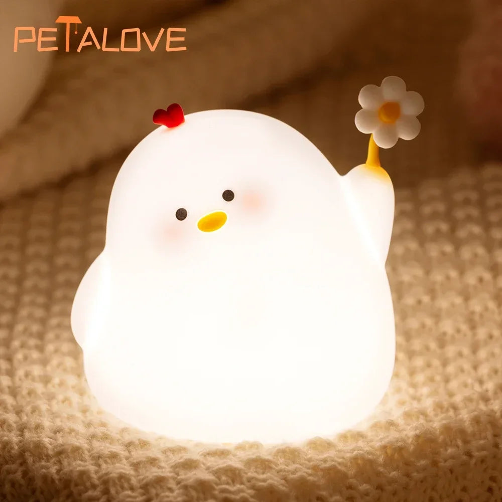 Veilleuse Canard Mignon - Compagnon de Sommeil Grande Oie Tactile - Lampe de Table USB Rechargeable Lampe de Chevet avec Capteur Tactile pour Bébés et Filles