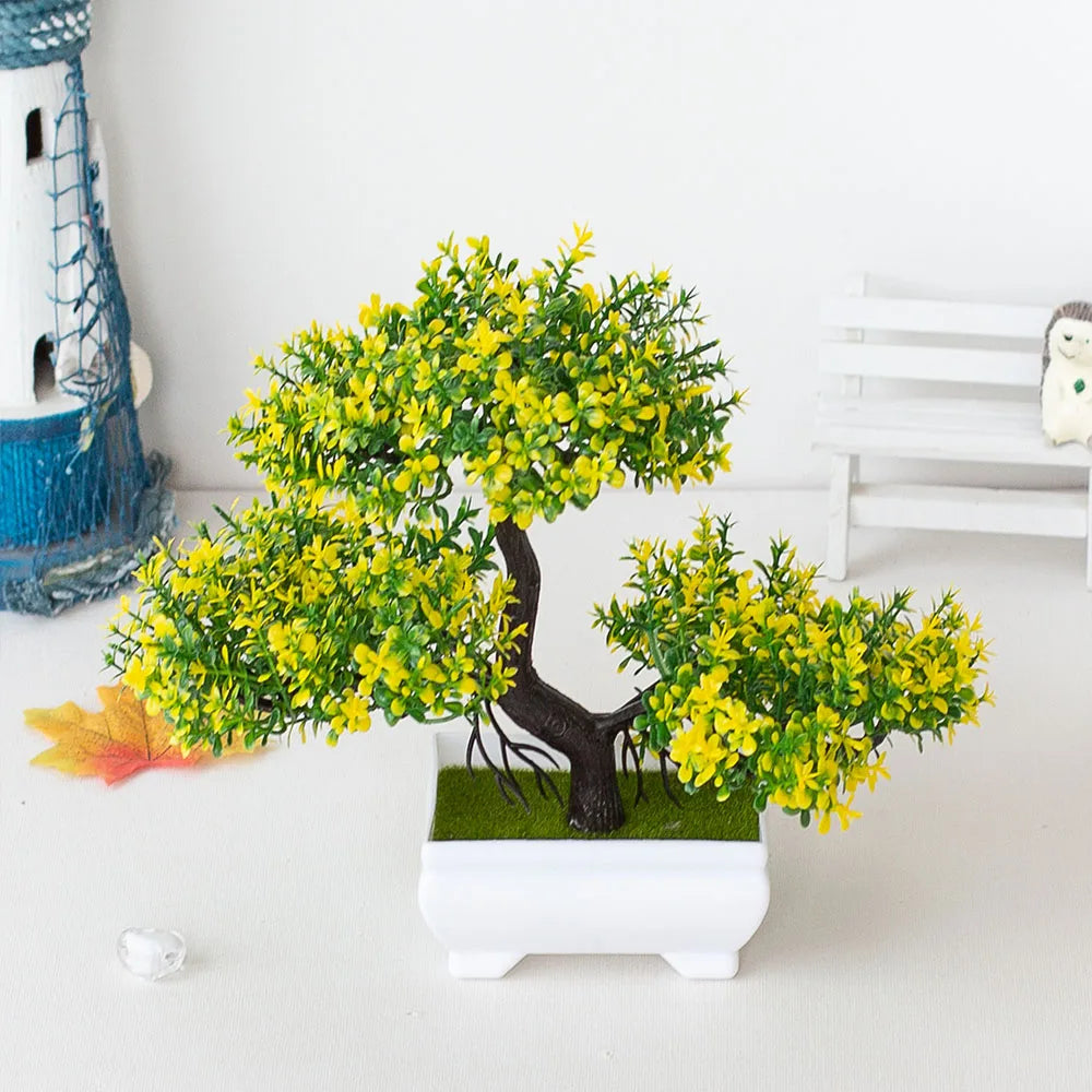 Plante artificielle décorative – bonsaï en pot, petit arbre factice, ornement pour jardin zen, table, maison et décoration de chambre.