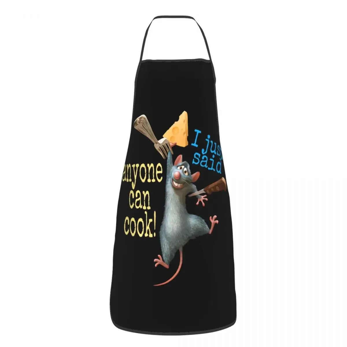 Tablier " Chef Ratatouille " – tablier de chef pour cuisine, cuisson et pâtisserie, convenant aux hommes et aux femmes, avec le slogan "Anyone Can Cook", idéal également pour la peinture.