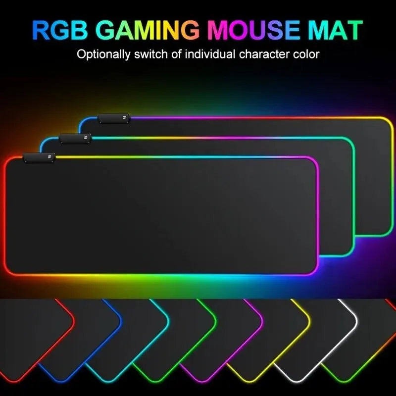 1 Pièce - Grand Tapis de Souris Gaming avec Éclairage LED  Modes de Lumière | Contrôle Tactile | Tapis Étendu et Souple pour Clavier et Souris | Base en Caoutchouc Antidérapante