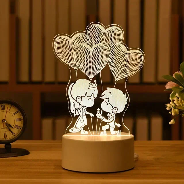 Lampe LED 3D "Romantic Love" pour la maison – veilleuse pour enfants, décoration de mariage, anniversaire, fête de la Saint-Valentin et lampe de chevet.