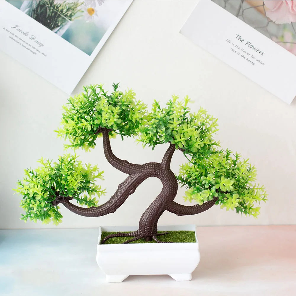 Plante artificielle décorative – bonsaï en pot, petit arbre factice, ornement pour jardin zen, table, maison et décoration de chambre.