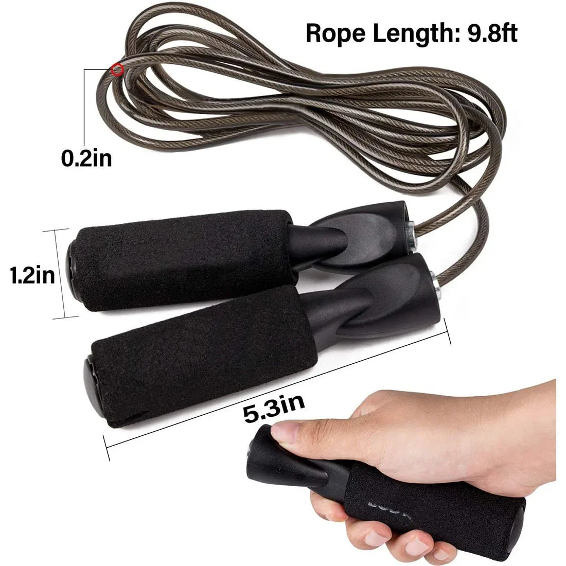 Corde à sauter en fil d'acier à longueur réglable – corde de vitesse pour entraînement fitness, sport, exercice portable pour enfants et adultes.