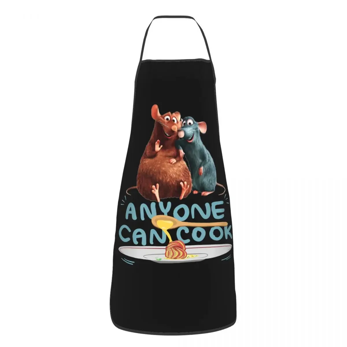 Tablier " Chef Ratatouille " – tablier de chef pour cuisine, cuisson et pâtisserie, convenant aux hommes et aux femmes, avec le slogan "Anyone Can Cook", idéal également pour la peinture.