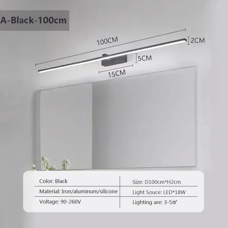 Applique murale LED moderne – éclairage décoratif effet miroir avec bande lumineuse, idéale pour chambre, salle de bain, WC, cuisine et autres espaces intérieurs.