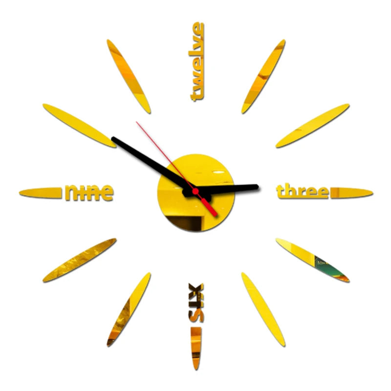 Horloge murale sans cadre – horloge numérique DIY en acrylique, stickers muraux, horloge à quartz silencieuse pour décoration murale de maison ou bureau.