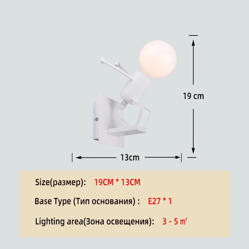 Applique murale rétro américaine Nodic – lampe murale créative en fer et métal de petite taille, avec design simple de robot cartoon, décoration artistique pour chambre et lumière plongeante.