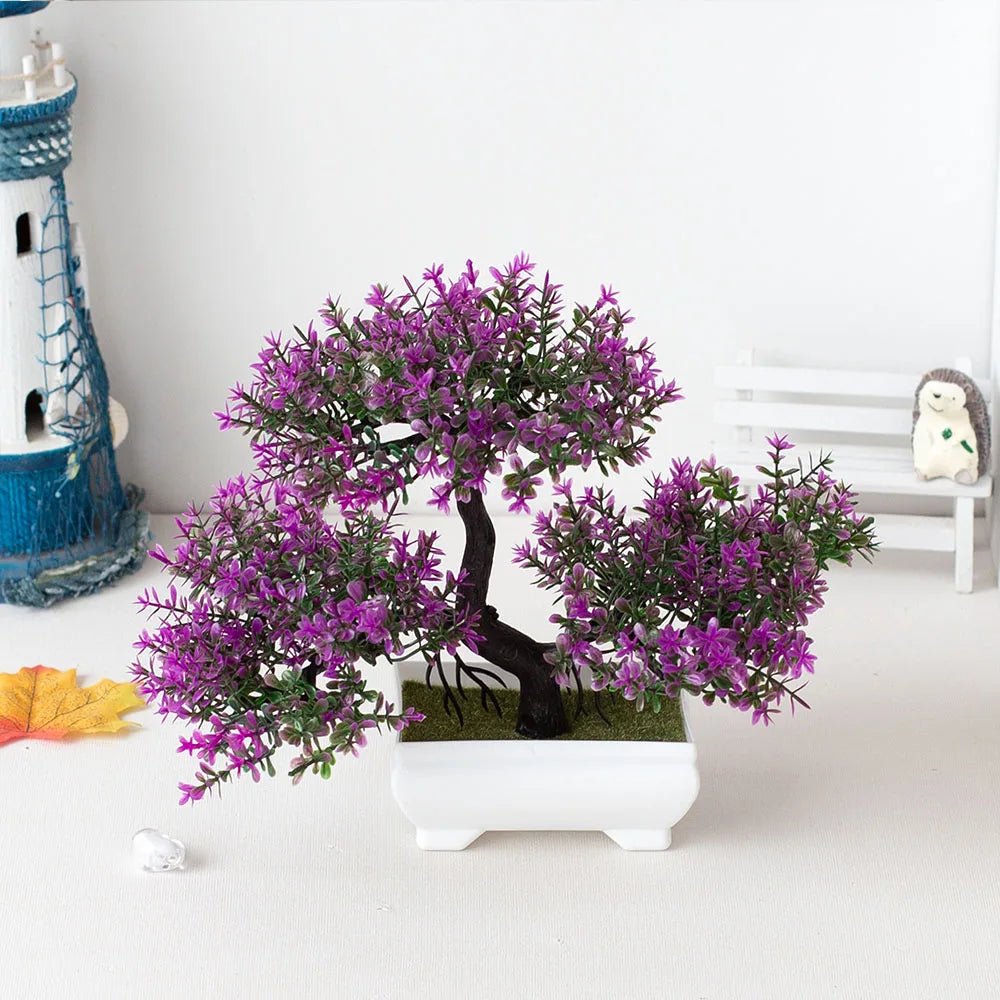 Plante artificielle décorative – bonsaï en pot, petit arbre factice, ornement pour jardin zen, table, maison et décoration de chambre.