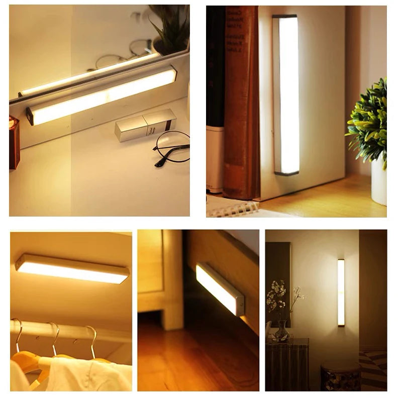 Veilleuse LED Sans Fil avec Détecteur de Mouvement  Lampe rechargeable USB Type-C | Éclairage pour Armoire, Garde-Robe, Escalier, Cuisine et Fond Lumineux