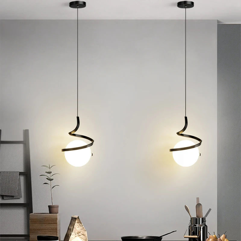 Suspensions LED nordiques – lampe en verre suspendue pour éclairage intérieur, idéale pour la maison, la salle à manger, le chevet, la cuisine et le salon.