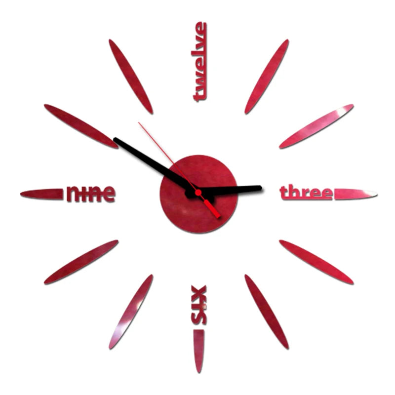 Horloge murale sans cadre – horloge numérique DIY en acrylique, stickers muraux, horloge à quartz silencieuse pour décoration murale de maison ou bureau.