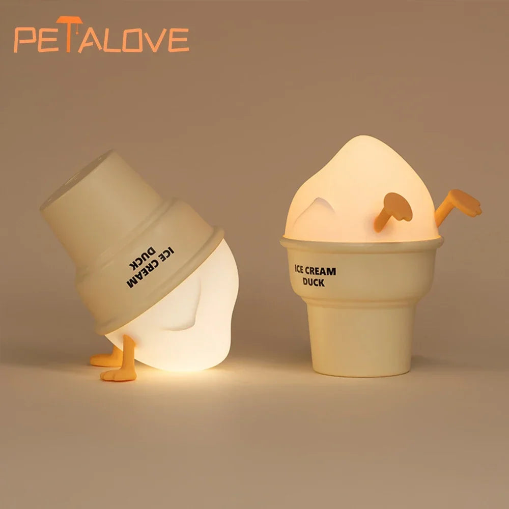 Veilleuse Canard Mignon - Compagnon de Sommeil Grande Oie Tactile - Lampe de Table USB Rechargeable Lampe de Chevet avec Capteur Tactile pour Bébés et Filles