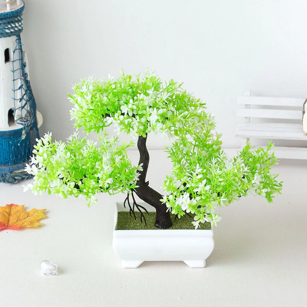 Plante artificielle décorative – bonsaï en pot, petit arbre factice, ornement pour jardin zen, table, maison et décoration de chambre.