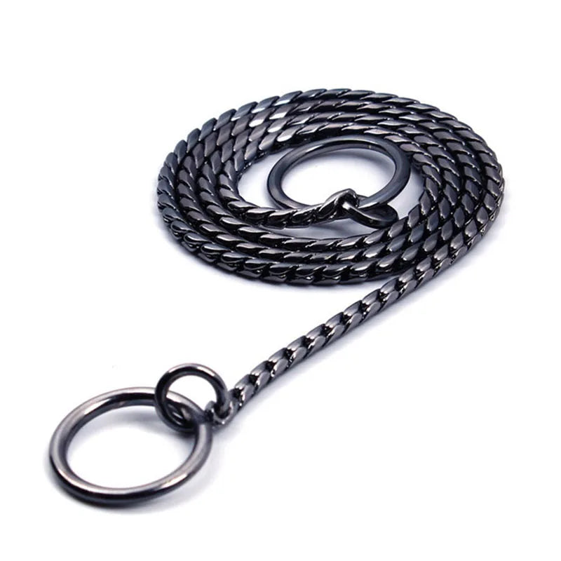 Collier chaîne pour chien en or, noir ou argent – collier d'étranglement pour dressage, style serpent avec maillons épais en cuivre plaqué, idéal pour concours canins.