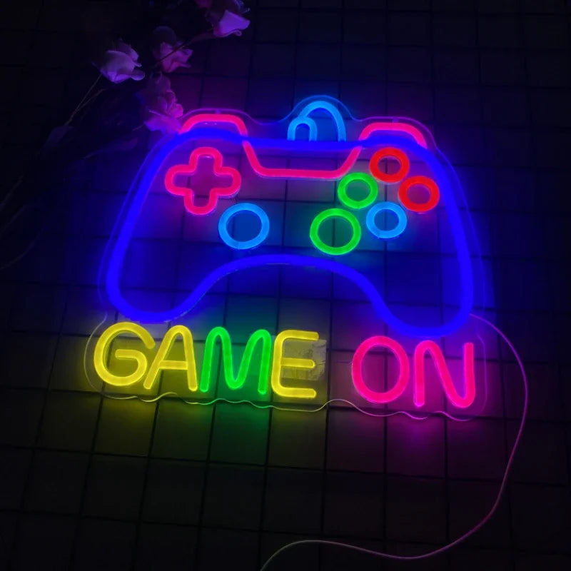 Enseigne Néon Gaming en Forme de Manette  Éclairage LED Néon Réglable | Idéal pour Chambre de Gamer | Alimentation USB | Décoration Colorée