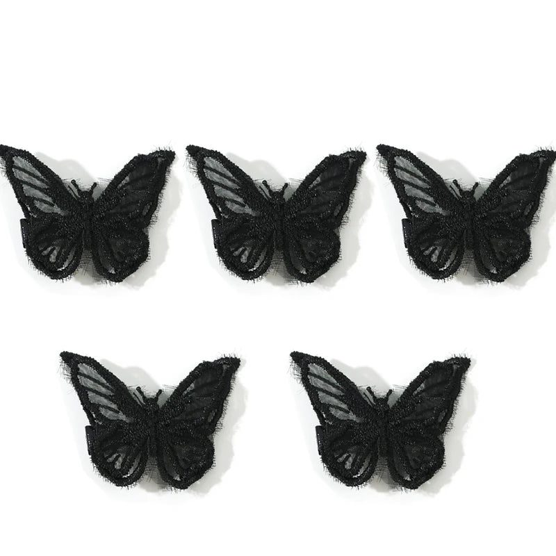 Lot de 5 pinces à cheveux papillon en dentelle blanche – barrettes papillon style coréen, accessoires de coiffure élégants pour femmes et mariages.