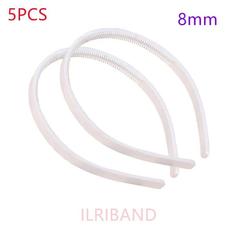 Lot de 5 serre-têtes en plastique avec dents – largeur 8mm/10mm, couleur blanche et noire, accessoires de coiffure pour filles et femmes, fournitures DIY.