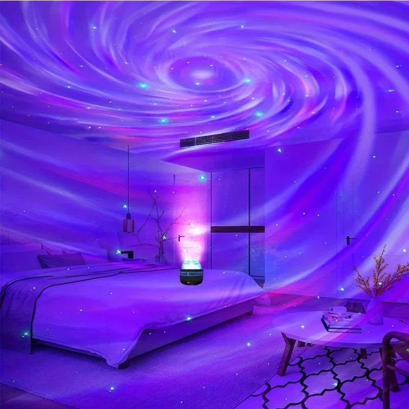 Projecteur d'étoiles Aurora LED USB – veilleuse nocturne à rotation 360°, avec télécommande, effet de vague océan et lumière boréale, pour chambre, fête et KTV.