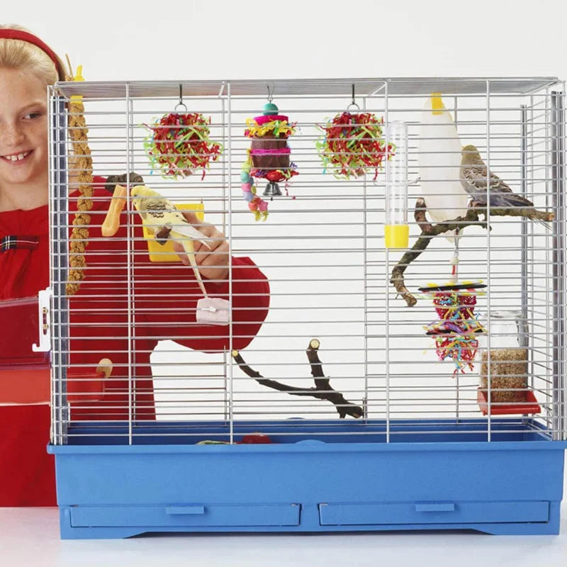 Lot de 4 jouets pour oiseaux – accessoires à mâcher pour perroquets, jouets suspendus pour cage, articles de Noël pour animaux de compagnie.