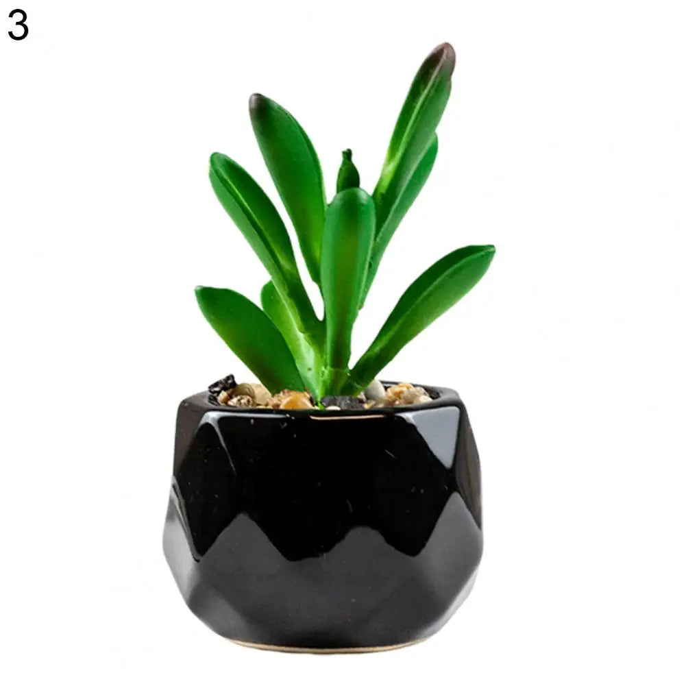 ensemble de plantes succulentes artificielles vertes en pot de céramique noire, bonsaï factice avec vase, décoration pour maison et balcon.