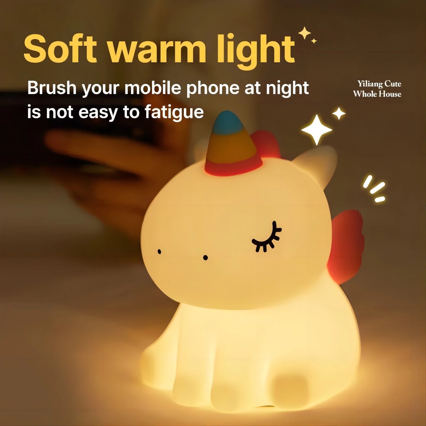 Veilleuse Dinosaure & Licorne - Lampe de Table LED Rechargeable  Lampe en Silicone au Design Cartoon - Ambiance Chaleureuse pour Chambre, Chevet, Bébé & Enfants - Idéale comme Cadeau