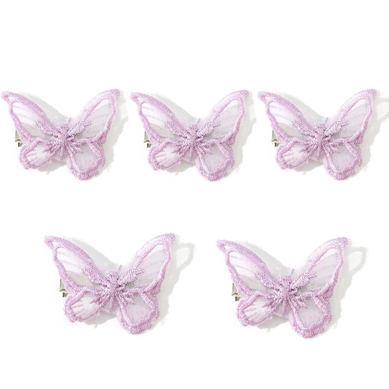 Lot de 5 pinces à cheveux papillon en dentelle blanche – barrettes papillon style coréen, accessoires de coiffure élégants pour femmes et mariages.