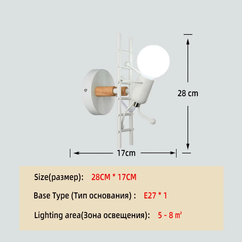 Applique murale rétro américaine Nodic – lampe murale créative en fer et métal de petite taille, avec design simple de robot cartoon, décoration artistique pour chambre et lumière plongeante.