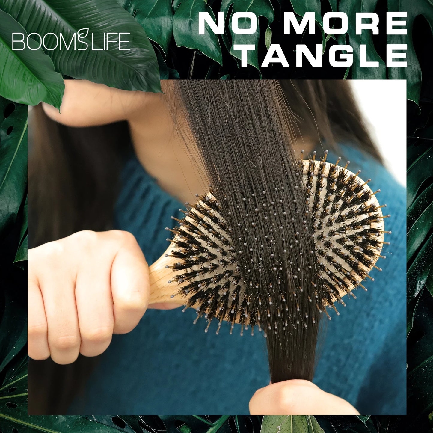 Brosse à cheveux en poils de sanglier – peigne en bois de chêne pour coiffage, massage du cuir chevelu, brosse de salon de beauté et accessoires de barbier.