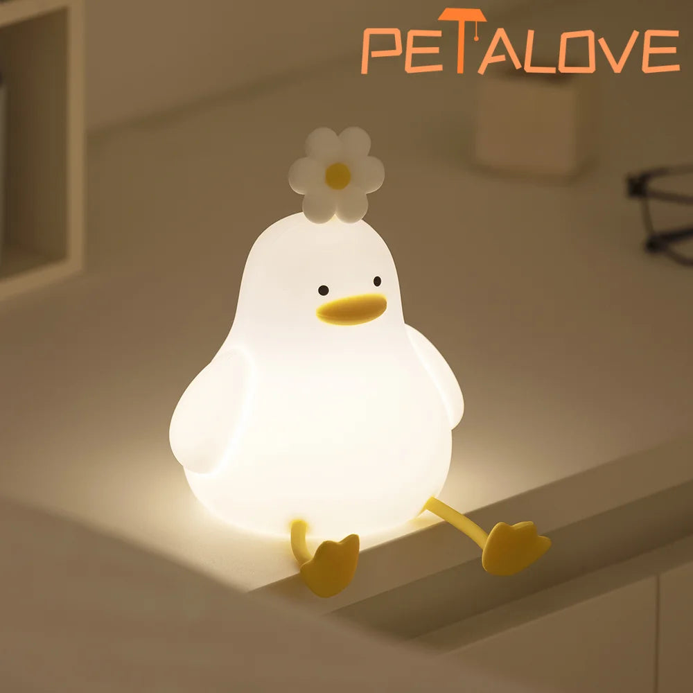 Veilleuse Canard Mignon - Compagnon de Sommeil Grande Oie Tactile - Lampe de Table USB Rechargeable Lampe de Chevet avec Capteur Tactile pour Bébés et Filles