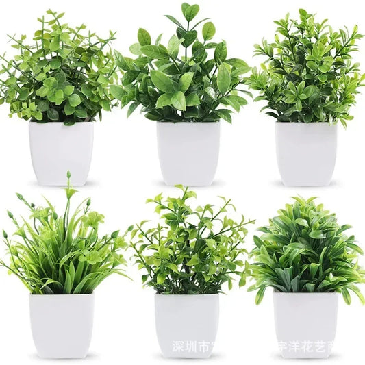 Bonsaï artificiel vert – plante factice d'eucalyptus en pot, décoration pour intérieur et extérieur, maison, chambre et jardin.