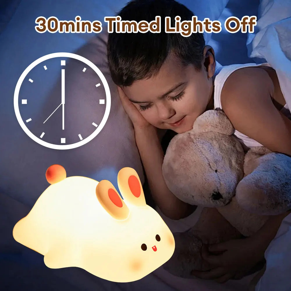 Veilleuse LED Mignonne avec Capteur Tactile - Lampe de Nuit pour Enfants  Veilleuse en Silicone en Forme de Grand Lapin - Cadeau de Noël Idéal - Lampe de Chevet