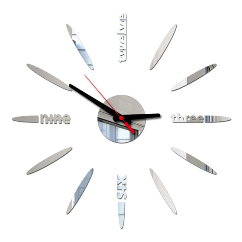 Horloge murale sans cadre – horloge numérique DIY en acrylique, stickers muraux, horloge à quartz silencieuse pour décoration murale de maison ou bureau.