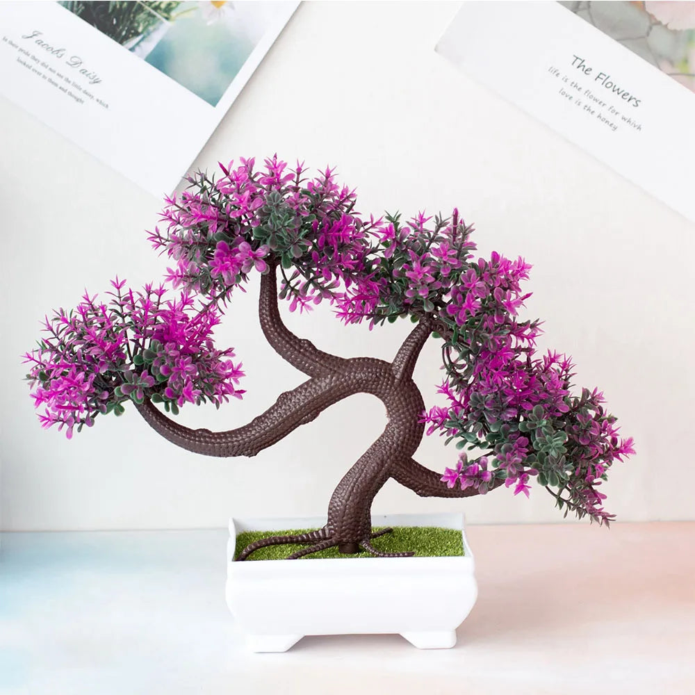 Plante artificielle décorative – bonsaï en pot, petit arbre factice, ornement pour jardin zen, table, maison et décoration de chambre.