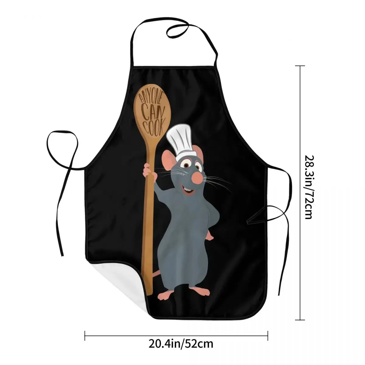 Tablier " Chef Ratatouille " – tablier de chef pour cuisine, cuisson et pâtisserie, convenant aux hommes et aux femmes, avec le slogan "Anyone Can Cook", idéal également pour la peinture.