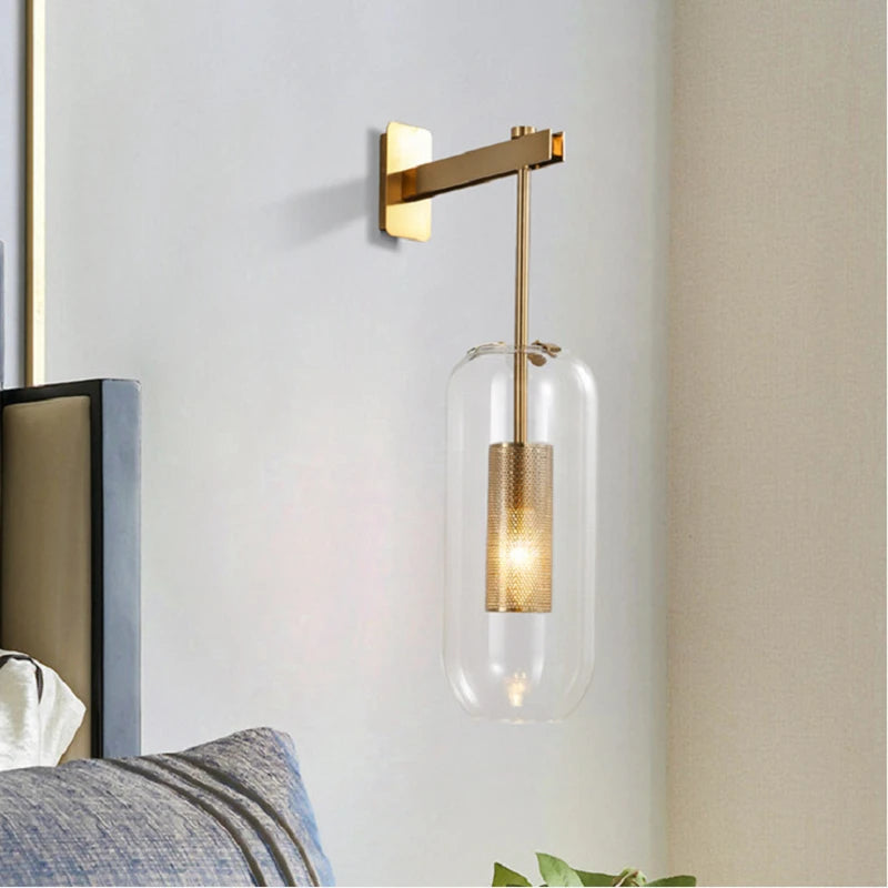 Modern Glass Wall Light Sconce Decorative Led Mirror Bedroom Bedside Living Luminaire Kitchen Porch Indoor Lighting Nordic Lamp