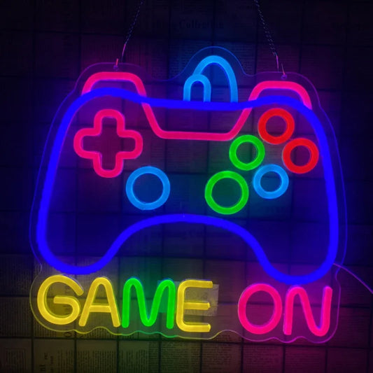 Enseigne Néon Gaming en Forme de Manette  Éclairage LED Néon Réglable | Idéal pour Chambre de Gamer | Alimentation USB | Décoration Colorée