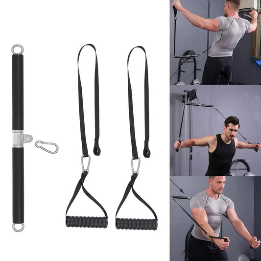 Corde à triceps et barre droite – accessoires pour machine à câble, poignée d'entraînement pour triceps et exercices de musculation.