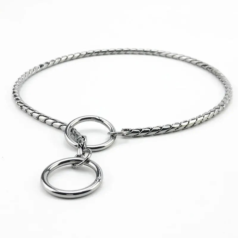 Collier chaîne pour chien en or, noir ou argent – collier d'étranglement pour dressage, style serpent avec maillons épais en cuivre plaqué, idéal pour concours canins.