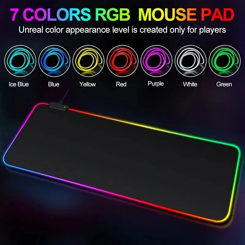 1 Pièce - Grand Tapis de Souris Gaming avec Éclairage LED  Modes de Lumière | Contrôle Tactile | Tapis Étendu et Souple pour Clavier et Souris | Base en Caoutchouc Antidérapante